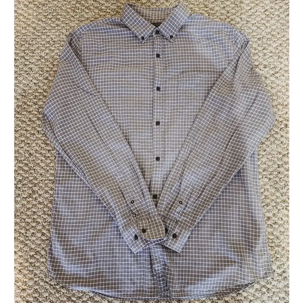 Banana Republic Men's XL Gray White‎ Slim Fit Luxe Flannel Button Down Shirt